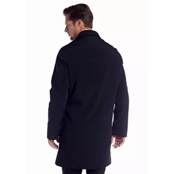 CALVIN KLEIN 58R Big & Tall Mens overcoat rain coat jacket black water resistant - Picture 2 of 12